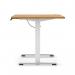 Air Lite 1600 x 800mm Height Adjustable Office Desk Oak Top Cable Ports White Leg HA03996