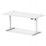 Air Lite 1600 x 800mm Height Adjustable Office Desk White Top Cable Ports White Leg HA03997