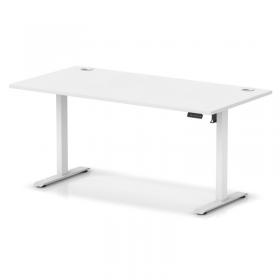 Air Lite 1600 x 800mm Height Adjustable Office Desk White Top Cable Ports White Leg HA03997