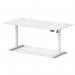 Air Lite 1600 x 800mm Height Adjustable Office Desk White Top Cable Ports White Leg HA03997