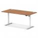 Air Lite 1600 x 800mm Height Adjustable Office Desk Walnut Top Cable Ports White Leg HA03998