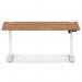 Air Lite 1600 x 800mm Height Adjustable Office Desk Walnut Top Cable Ports White Leg HA03998