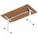 Air Lite 1600 x 800mm Height Adjustable Office Desk Walnut Top Cable Ports White Leg HA03998