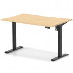 Air Lite 1200 x 800mm Scalloped Edge Height Adjustable Office Desk Maple Top Black Leg HA04001