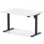 Air Lite 1200 x 800mm Scalloped Edge Height Adjustable Office Desk White Top Black Leg HA04003