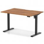 Air Lite 1200 x 800mm Scalloped Edge Height Adjustable Office Desk Walnut Top Black Leg HA04004