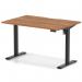 Air Lite 1200 x 800mm Scalloped Edge Height Adjustable Office Desk Walnut Top Black Leg HA04004
