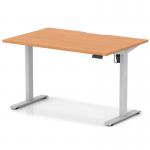 Air Lite 1200 x 800mm Scalloped Edge Height Adjustable Office Desk Beech Top Silver Leg HA04005