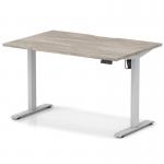Air Lite 1200 x 800mm Scalloped Edge Height Adjustable Office Desk Grey Oak Top Silver Leg HA04006
