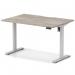 Air Lite 1200 x 800mm Scalloped Edge Height Adjustable Office Desk Grey Oak Top Silver Leg HA04006