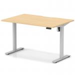 Air Lite 1200 x 800mm Scalloped Edge Height Adjustable Office Desk Maple Top Silver Leg HA04007
