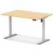 Air Lite 1200 x 800mm Scalloped Edge Height Adjustable Office Desk Maple Top Silver Leg HA04007