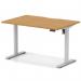 Air Lite 1200 x 800mm Scalloped Edge Height Adjustable Office Desk Oak Top Silver Leg HA04008