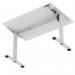 Air Lite 1200 x 800mm Scalloped Edge Height Adjustable Office Desk White Top Silver Leg HA04009
