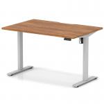 Air Lite 1200 x 800mm Scalloped Edge Height Adjustable Office Desk Walnut Top Silver Leg HA04010