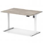 Air Lite 1200 x 800mm Scalloped Edge Height Adjustable Office Desk Grey Oak Top White Leg HA04012