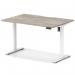 Air Lite 1200 x 800mm Scalloped Edge Height Adjustable Office Desk Grey Oak Top White Leg HA04012