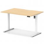 Air Lite 1200 x 800mm Scalloped Edge Height Adjustable Office Desk Maple Top White Leg HA04013