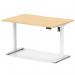 Air Lite 1200 x 800mm Scalloped Edge Height Adjustable Office Desk Maple Top White Leg HA04013