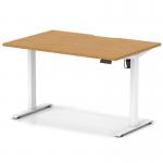 Air Lite 1200 x 800mm Scalloped Edge Height Adjustable Office Desk Oak Top White Leg HA04014