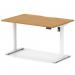 Air Lite 1200 x 800mm Scalloped Edge Height Adjustable Office Desk Oak Top White Leg HA04014