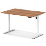 Air Lite 1200 x 800mm Scalloped Edge Height Adjustable Office Desk Walnut Top White Leg HA04016