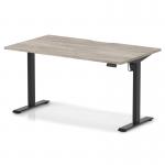 Air Lite 1400 x 800mm Scalloped Edge Height Adjustable Office Desk Grey Oak Top Black Leg HA04018