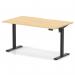 Air Lite 1400 x 800mm Scalloped Edge Height Adjustable Office Desk Maple Top Black Leg HA04019