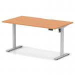 Air Lite 1400 x 800mm Scalloped Edge Height Adjustable Office Desk Beech Top Silver Leg HA04023