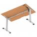 Air Lite 1400 x 800mm Scalloped Edge Height Adjustable Office Desk Beech Top Silver Leg HA04023
