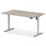 Air Lite 1400 x 800mm Scalloped Edge Height Adjustable Office Desk Grey Oak Top Silver Leg HA04024