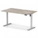 Air Lite 1400 x 800mm Scalloped Edge Height Adjustable Office Desk Grey Oak Top Silver Leg HA04024