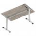 Air Lite 1400 x 800mm Scalloped Edge Height Adjustable Office Desk Grey Oak Top Silver Leg HA04024