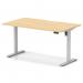 Air Lite 1400 x 800mm Scalloped Edge Height Adjustable Office Desk Maple Top Silver Leg HA04025