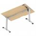 Air Lite 1400 x 800mm Scalloped Edge Height Adjustable Office Desk Maple Top Silver Leg HA04025