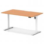 Air Lite 1400 x 800mm Scalloped Edge Height Adjustable Office Desk Beech Top White Leg HA04029