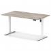 Air Lite 1400 x 800mm Scalloped Edge Height Adjustable Office Desk Grey Oak Top White Leg HA04030