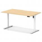 Air Lite 1400 x 800mm Scalloped Edge Height Adjustable Office Desk Maple Top White Leg HA04031