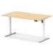 Air Lite 1400 x 800mm Scalloped Edge Height Adjustable Office Desk Maple Top White Leg HA04031