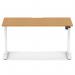 Air Lite 1400 x 800mm Scalloped Edge Height Adjustable Office Desk Oak Top White Leg HA04032