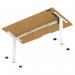 Air Lite 1400 x 800mm Scalloped Edge Height Adjustable Office Desk Oak Top White Leg HA04032