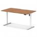 Air Lite 1400 x 800mm Scalloped Edge Height Adjustable Office Desk Walnut Top White Leg HA04034