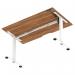 Air Lite 1400 x 800mm Scalloped Edge Height Adjustable Office Desk Walnut Top White Leg HA04034