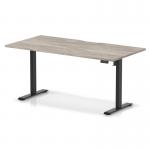 Air Lite 1600 x 800mm Scalloped Edge Height Adjustable Office Desk Grey Oak Top Black Leg HA04036