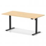 Air Lite 1600 x 800mm Scalloped Edge Height Adjustable Office Desk Maple Top Black Leg HA04037