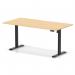 Air Lite 1600 x 800mm Scalloped Edge Height Adjustable Office Desk Maple Top Black Leg HA04037