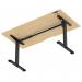 Air Lite 1600 x 800mm Scalloped Edge Height Adjustable Office Desk Maple Top Black Leg HA04037