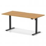 Air Lite 1600 x 800mm Scalloped Edge Height Adjustable Office Desk Oak Top Black Leg HA04038