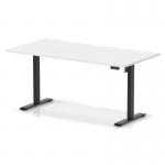 Air Lite 1600 x 800mm Scalloped Edge Height Adjustable Office Desk White Top Black Leg HA04039