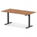 Air Lite 1600 x 800mm Scalloped Edge Height Adjustable Office Desk Walnut Top Black Leg HA04040